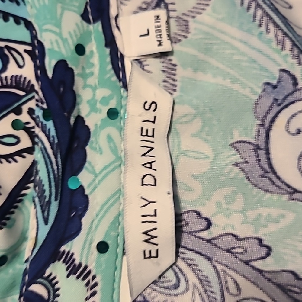Emily Daniels Embellished Paisley Print Blouse - Mint Green And Navy - Large - Picture 6 of 10